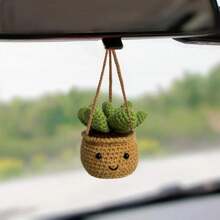 1 pieza de adorno colgante para el espejo retrovisor, hecho a mano en estilo bohemio, accesorio ideal para mujeres, niñas, amantes de suculentas/cactus, decoración interior verde para el coche, también apto como accesorio colgante para camiones, decoraciones y regalos de boda, decoración del hogar