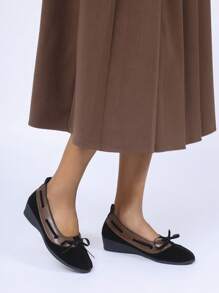 Women's Rocking Shoes Platform Slip-On Casual Mesh Hollow Breathable Low-Top Sneakers, Spring Autumn - Black - View 3