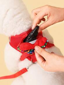 1pc Shiny Heart-Shaped Pet Harness With Pocket, Breathable & Comfortable Material, Sturdy Buckle, Suitable For Small To Medium Cats And Dogs, With Leash