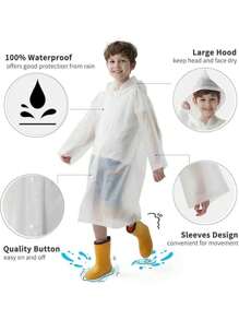 1pc Ultra-Light Portable Children's Waterproof Raincoat, Reusable Poncho With Head Cover And Sleeves, Easy To Carry For Outdoor Camping Trips, Breathable And Waterproof, Foldable, Waterproof Raincoat For Boys And Girls, School Gift