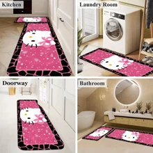Sanrio 1/2pcs Sanrio Hello Kitty Polyester Door Mat, Cute Cartoon Character Office Floor Rug, Decorative Carpet For Living Room, Bedroom, Kitchens, Bathrooms, And Laundry Rooms.Yoga Studio Home Bathroom Decor Outdoor Rug Door Mat Summer Back To School