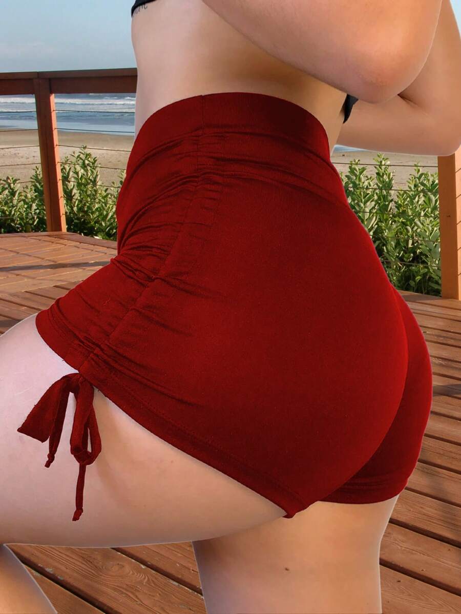 Sunkini Bikini Shorts With Side Adjustments Tie - Đỏ - Xem 1