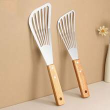 Pala para freír pescado de acero inoxidable, pala con de madera en forma de abanico, pala para freír de alta temperatura para el hogar, 1. - grande - Ver 7