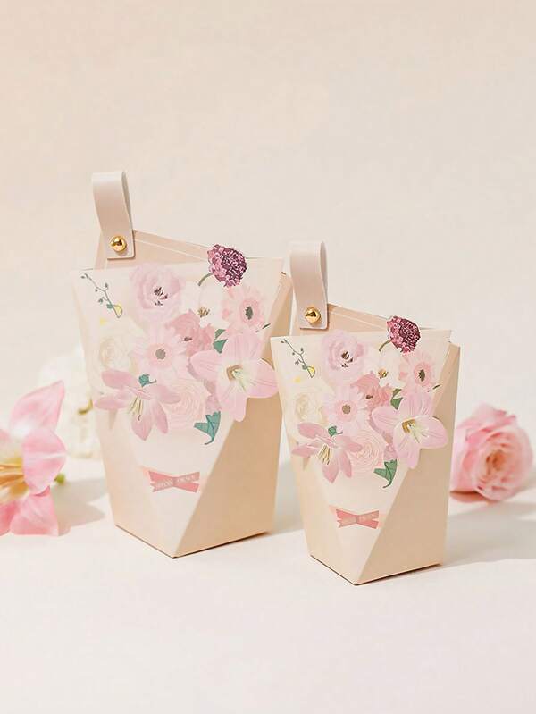 5pcs Niche Creative Floral Bouquet European Style Wedding Favor Boxes, High-End Engagement/Marriage Return Gifts Boxes For Lipstick, Necklace, Small Items