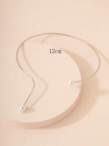 1pc Minimalist Geometric Line Pearl Necklace, Suitable For Daily Wear And Party - Geometry - View 4