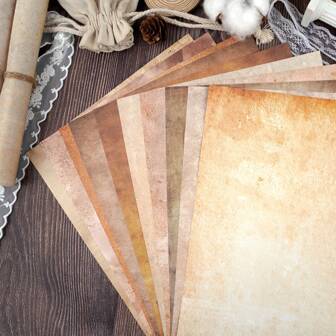 50 Sheets Of Vintage Design Paper, 10 Unique Aged Paper Patterns And Colors, Stationery Letter Paper, Antique Letterhead Paper, A4 Unperforated Paper, Loose Leaf Paper, Decorative Printing Paper, Ideal For Retro Invitations And Letters, Vintage Printing Paper, Vintage Writing Paper, DIY Scrapbooking Decoration Materials Stationery Paper