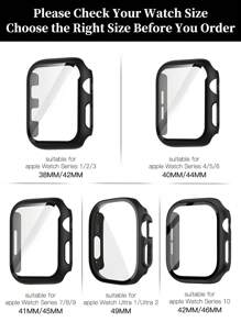 Men's And Women's Protective Case With Tempered Film Compatible With Apple Watch Case 38mm, 40mm, 41mm, 42mm, 44mm, 45mm, 49mm 10(42mm) 10(46mm), With Screen Protection Film Fully Covering Hard Case Protection Compatible With Apple Watch Series S10 9 8 7 6 5 4 3 2 1 SE Ultra