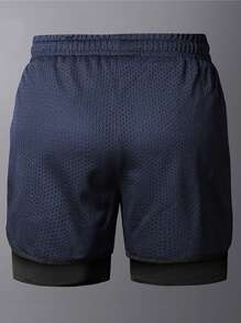 Men's Letter Print 2 In 1 Outdoor Shorts, Spring/Summer