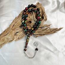 مسبحة 45 حبة جديدة مقاس 10 مم من خرز الراتنج، شكل العين النمر الحالم، بطراز عتيق