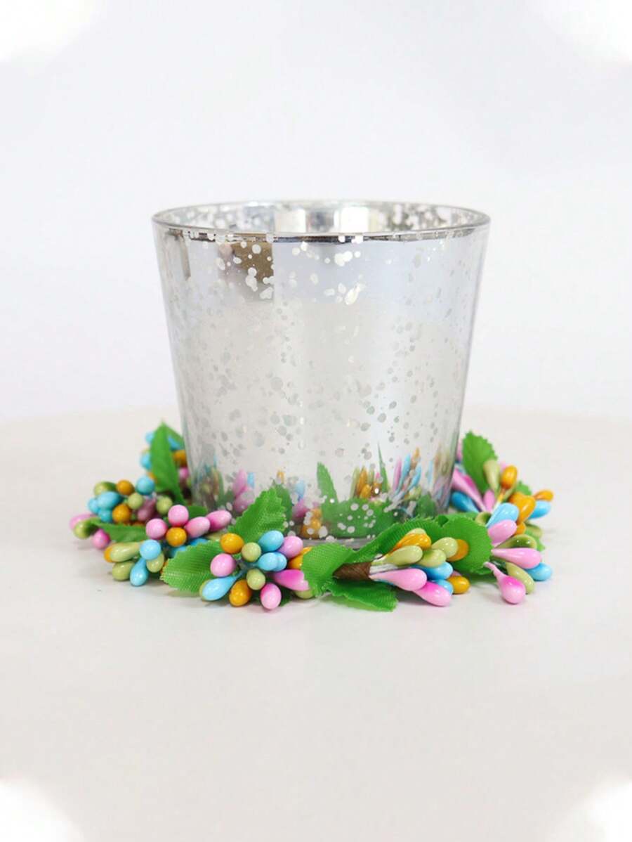 1套-复活节春季彩色装饰花环仿真浆果复活节蜡烛花环 - 彩色 - 查看 1