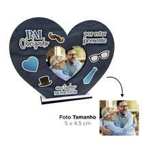 Deliquadros Kit c/ 20 unidades Porta Retrato + Chaveiro Presente Dias dos Pais Coração Personalizado MDF - HT0020 - Visão 5