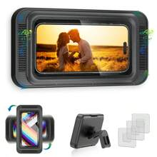 Soporte para Teléfono de Ducha con Altavoz, Rotación de 480°, Soporte de Pared para Teléfono de Ducha Impermeable y Antivaho para Teléfonos de 4-7" - Negro - Ver 2