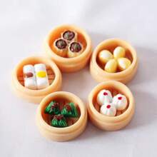Miniature Steamed Bun Decorative Toy Food, New Simulation Small Steamer Bread Food Model, Tiny Steamer Recognition Miniature Supermarket Food Snack Dumpling Kitchen Decor, Play House Toys For Festival Gifts - Multicolor - View 6