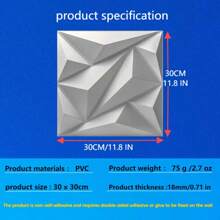 10 / 20 / 33 / 45 sztuk 3D Paneli Ściennych Wykonanych Z Materiału PVC, Należy Do Dekoracji Ściennych W Wystroju Domu, Szczególnie Do Dekoracji Pokoju. Dekoracja Łazienki. Dekoracja Sypialni. Dekoracja Salonu; Rozmiar Panelu Ściennego: 30 X30 CM Kolor: Biały/Czarny