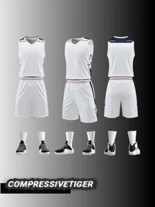 2pcs Personalized Basketball Jersey - Customizable Name And Number Print Short Sleeve T-Shirt + Shorts Co-Ord Dragon Pattern Quick-Drying Sweat-Absorbing Sports Set As Gift