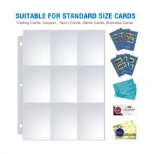 Paquete de 50 fundas premium de 9 bolsillos para tarjetas de intercambio, páginas de álbum para tarjetas, admite hasta 900 tarjetas de tamaño estándar para deportes, juegos y tarjetas de presentación - transparente - Ver 3