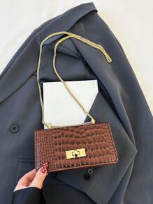 1pc Fashionable And Simple Popular Bag, Stone Pattern, Fashionable Crossbody, Stylish Shoulder Crossbody Bag, Pu Material, Magnetic Buckle Flap Closure, Suitable For Girls To Go Shopping, Daily Use, And Attend Parties, Sweet And Cute Solid Color Matching, Fashionable And Versatile Square Bag Shape, Elegant, Simple And Exquisite Crossbody Bag, It Is A Good Choice As A Gift For Little Girls - Solid Color Crossbody Bag - View 9