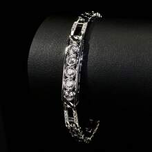 1 pieza Brazalete clásico minimalista con circonita cúbica sintética brillante, accesorio de uso diario elegante de alta gama