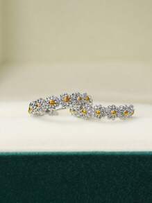 1 par de elegantes pendientes de margaritas pequeñas de plata de ley 925, elegantes pendientes para mujer, joyería fina para mujer, regalo de fiesta, uso diario