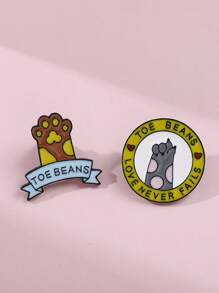 2pcs/Set Cute Cat Paw Brooch, Cartoon Animal Pet Couple Backpack Decoration Pendant, Adorable Cat Summer School Style Accessory