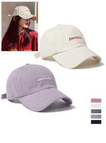 1pc Vintage Versatile English Embroidered Casual Baseball Cap, Unisex Summer High Street Fashion