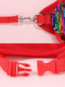 1pc Shiny Heart-Shaped Pet Harness With Pocket, Breathable & Comfortable Material, Sturdy Buckle, Suitable For Small To Medium Cats And Dogs, With Leash