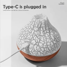 1 件安静的 USB 供电火山风格香薰机，带彩色夜灯 - 精油加湿器，可在家中、办公室、卧室营造轻松氛围 - 滋润空气 - 适合圣诞节、万圣节、复活节、感恩节