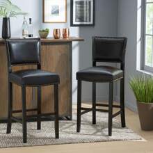 MERAX Contemporary Rubberwood Barstool With Nailhead Accents