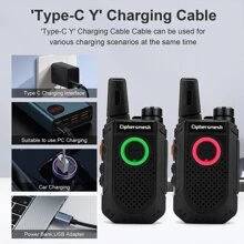 Small Walkie Talkies Long Range For Adults, 2 Way Radio Rechargeable, Portable Walky Talky With Dual PTT, VOX Handsfree For Business Family Trip Camping Hiking Skiing -CAP300- 4 Pack - 黑色 - 查看 4