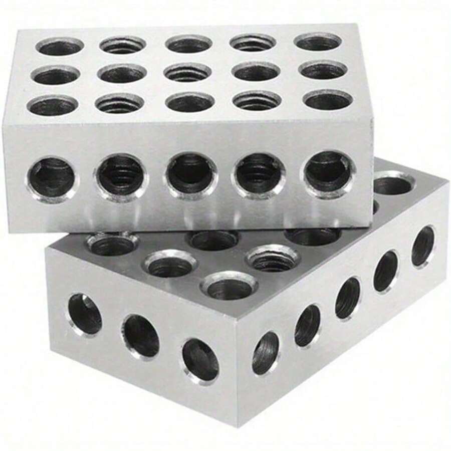 2PCS Precision Blocks Hardened Steel Blocks 0.0002'' Engineer Ground Hardened 23 Holes Engineer Blocks 1''x 2'' X3'' For Milling Machinist Lathe Tools - 2 - View 1