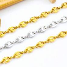 1m/39.37 pulgadas Cadena de grano de café de acero inoxidable de alta calidad de color dorado, cadena de nariz de cerdo, adecuada para hacer joyas DIY, collares, pulseras, cadenas de bolsos, hallazgos de ropa y accesorios