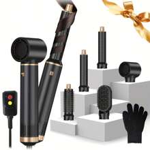 5-In-1 Hot Air Brush Set - Detachable Hair Dryer, Styler, Volumizer, Straightener & Curling Wand - 110V US Plug, Powerful 800W