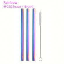 4/6pcs Wide 12mm Stainless Steel Metal Boba/Bubble Tea Straws Set - High Quality Polished Reusable & Easy To Clean, Suitable For Boba/Smoothies/20oz Cups - Great For Thick Drinks & Slushies (Silver/Colored),School Supplies