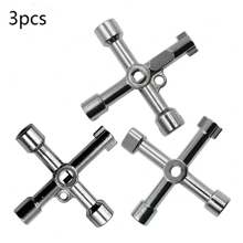 1pc Random Size Cross Shaped Multi-Function Triangle Wrench, Fits Electrical Cabinet, Elevator Door, Water Meter Valve Rectangular & Round Openings, Tools For Men