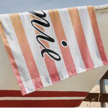 1 件定制条纹沙滩巾，带有个性化名称/文字，超强吸水游泳巾，舒适沙滩巾，时尚泳池巾，时尚瑜伽垫，沙滩配件，节日完美礼物，有多种尺寸可供选择，非常适合游泳、露营和旅行