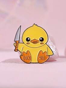 1pc Cute Cartoon Duckling Shaped Metal Brooch, Versatile Personalized Animal Gift Accessory - Yellow - View 4