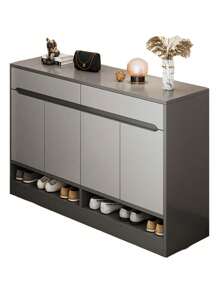 Modernos Zapatera De Madera Organizador Zapatos 4 Puertas - Gris - Ver 1