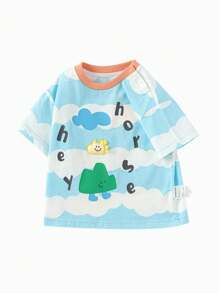 Balabala Baby T-Shirt, 2025 Summer Stylish & Cute Top - Blue Tint - View 5