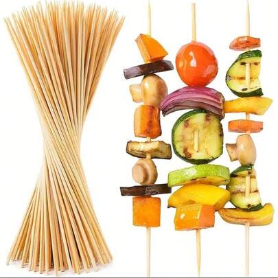 50/100/200/300 piezas Pinchos de bambú desechables de 30 cm y 3 mm de grosor, para hacer ramos de flores, uso comercial y doméstico, para pinchar pollo, salchicha, fruta del espino y herramientas para oden