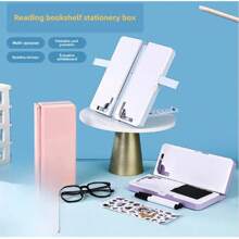 1pc Multifunctional Book Holder Pen Box, Reading Bracket And Stationery Storage Box Back To School - Multicolor - View 8