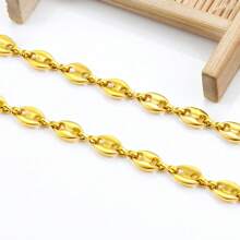 1m/39.37 pulgadas Cadena de grano de café de acero inoxidable de alta calidad de color dorado, cadena de nariz de cerdo, adecuada para hacer joyas DIY, collares, pulseras, cadenas de bolsos, hallazgos de ropa y accesorios