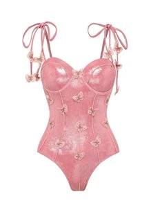 Womens Swimsuits One Piece Swimsuit Women Tummy Control Bathing Suit For Women Sexy Slimming Swimsuit - Pink - View 3