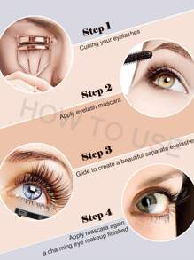 8 件金属睫毛夹套装，含睫毛夹和睫毛分离梳以及 6 个替换填充垫（玫瑰金）