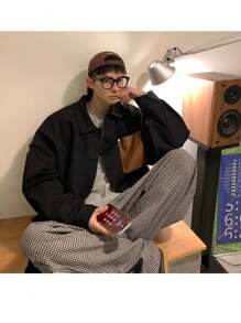 Men's Spring And Autumn New Coat High Street, Spring And Autumn American Retro Work Jacket Versatile Style Men's Wear - 黑色 - 查看 7