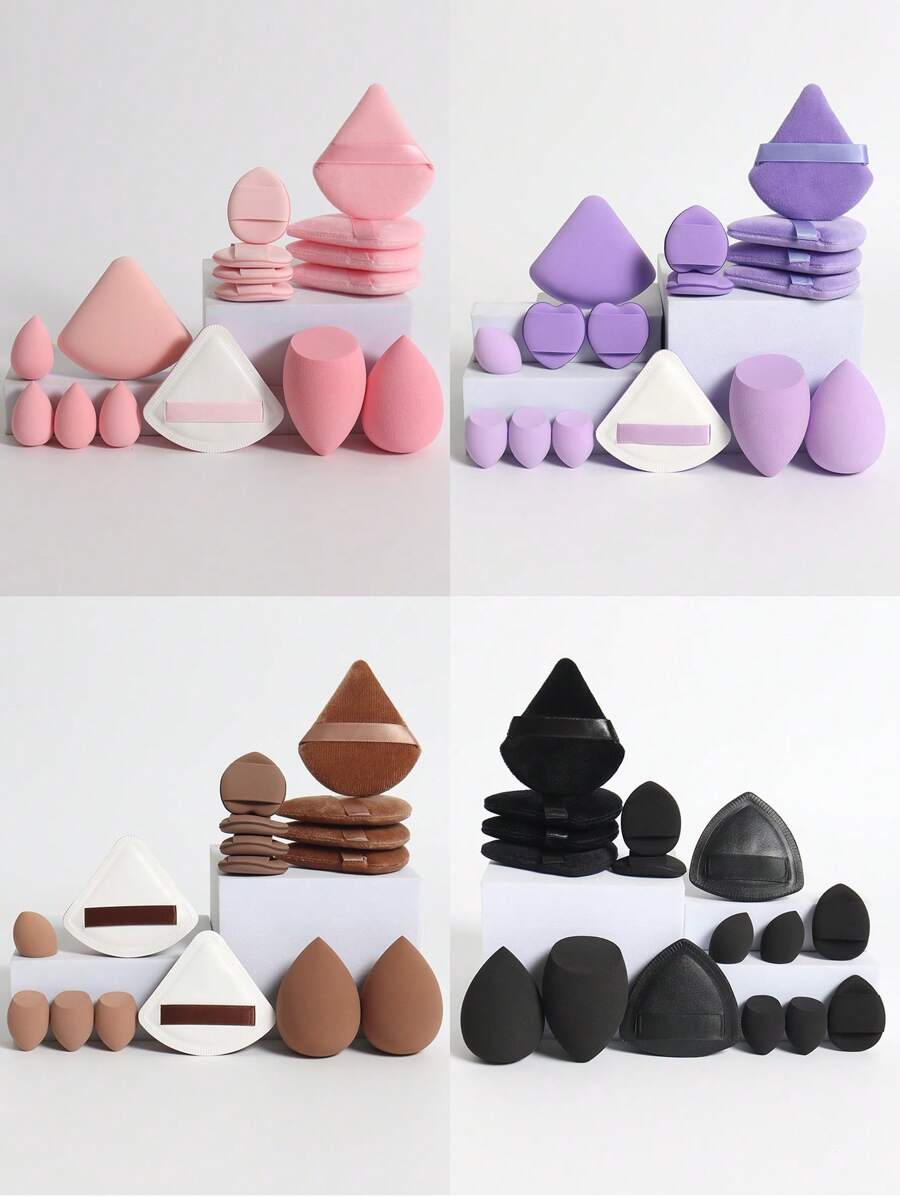 16 Stücke Make-up-Werkzeug-Set, 2 Luftkissen-Puder-Puffs & 2 Beauty-Eier & 4 lose Puder-Puffs & 4 Mini-Beauty-Eier & 4 Mini-Luftkissen-Puder-Puffs, Geschenke, Reise, Billigartikel, Reiseessentials - Verschiedenfarbig - Übersicht 1
