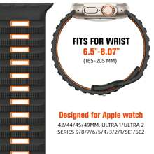 46mm/49mm/45mm/44mm/42mm 硅胶运动表带，兼容 Ultra 2/Ultra，适合男士 Series 1 2 3，防水表带适用于 Series 10 9 8 7 6 5 4 SE 3 2 1 - 黑橙 - 查看 5