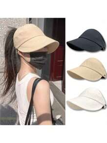 1 pieza Visera de sol con Top abierta, diseño de tela de red anti-UV de verano, protector facial elegante, apto para usar mascarillas