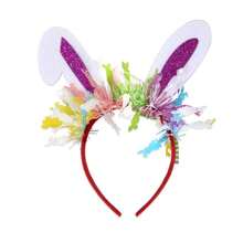 1 pieza Diadema con orejas de conejo de dibujos animados navideños, aro para el cabello con decoración de conejo para adultos en disfraces navideños