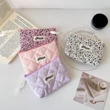 Simple Splashed Ink Cloth Storage Bag Student Portable Makeup Handbag Cosmetic Lipstick Bluetooth Earphone Storage Pouch