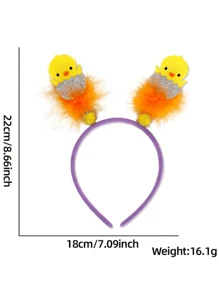 1 件复活节小鸡兔耳朵头带，复活节兔子装饰发带成人，节日服装配饰生日
